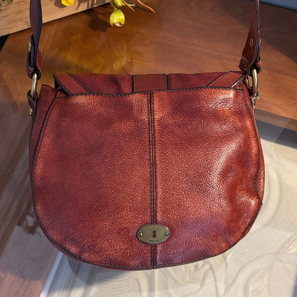 Fossil Vintage Brown Leather Crossbody Saddle Bag - Picture 3 of 14